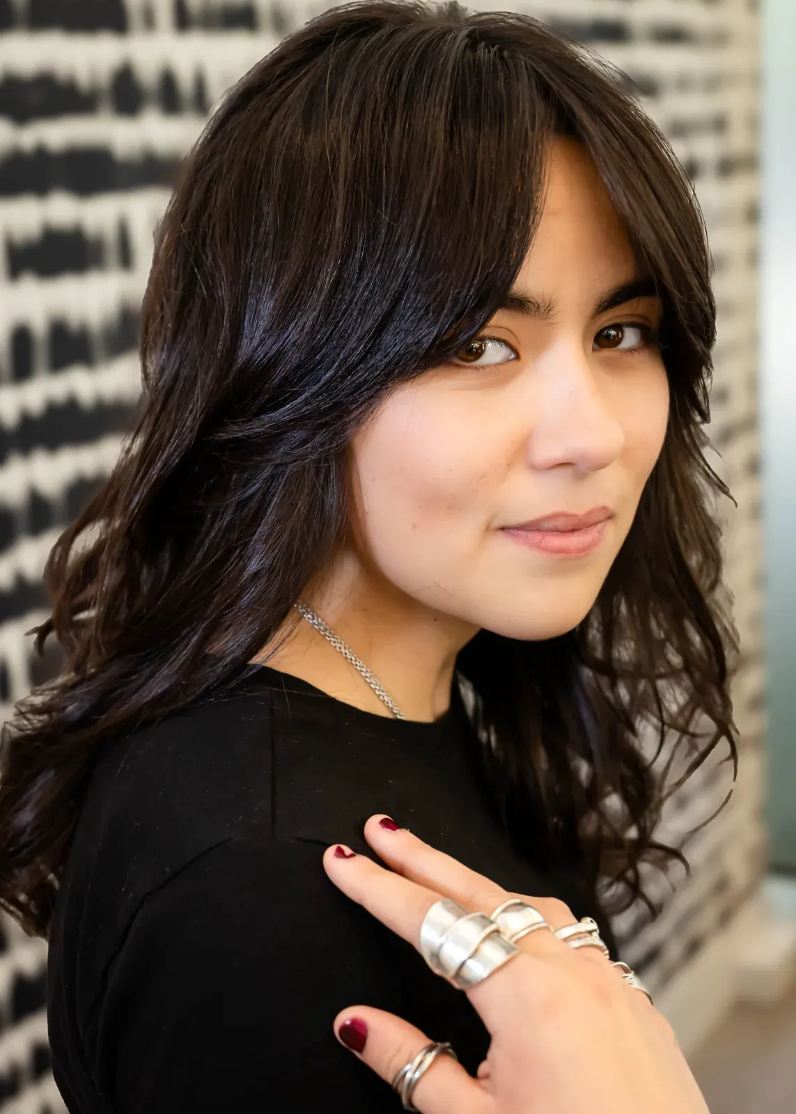 Brunette color and cut by James Fojt, shown in profile